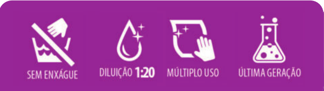 Sem Enxague, Diluicao 1:20, Multiplo Uso, Ultima Geracao